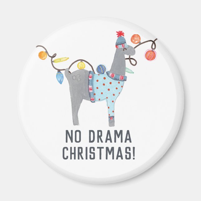 Aimant Noël à thème Llama (Devant)
