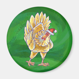 Aimant Noël au poulet sur gazon