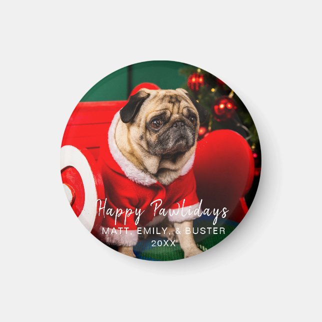 Aimant Noël Chien Chien Chien Puppy Photo Joyeux Pawliday (Devant)