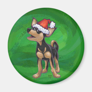 Aimant Noël Chihuahua sur vert
