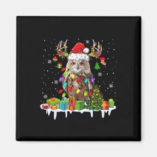 Aimant Noël Chouette mignonne Lumières de Noël Reindeer P