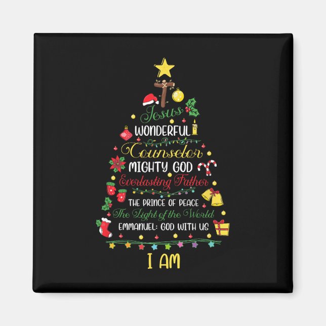 Aimant Noël chrétien Jésus Bible Noms Noël Arbre Sh (Devant)