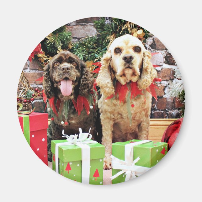 Aimant Noël - Cocker Spaniel - Murphy - Calvin (Devant)