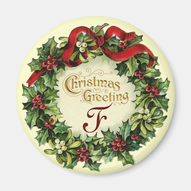 AIMANT NOËL COURONNE AVEC MISTLETOES ET BERRIES SAINES (Devant)