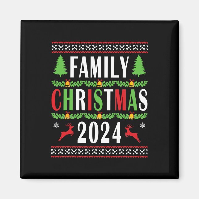 Aimant Noël de famille 2024 Funny Matching Xmas Tree (Devant)
