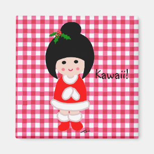 Aimant Noël de fille de Kokeshi