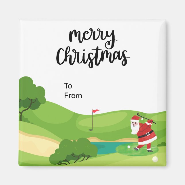Aimant Noël de golf avec le Père Noël pour golfeur drôle (Devant)
