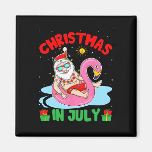 Aimant Noël d'été en juillet - Père Noël tropical surfant