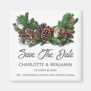 Aimant Noël d'hiver Sauvegarder la date Mariage