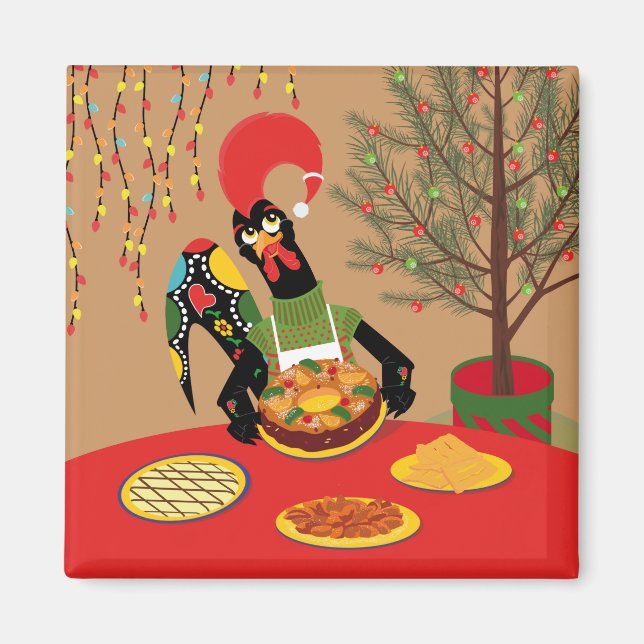 Aimant Noël doux au coq portugais (Devant)