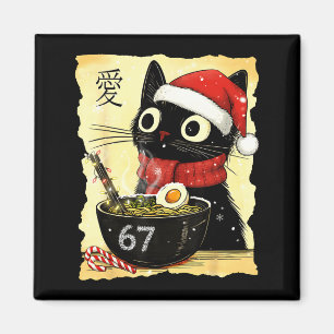 Aimant Noël drôle 67 Six Sept Chat Ramen Japonais Ka