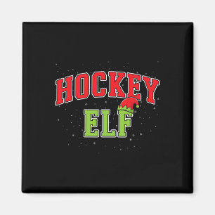 Aimant Noël Elfe de Hockey Famille Équipe de Noël