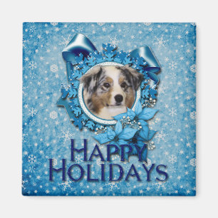 Aimant Noël - Flocon de neige bleu - Berger australien