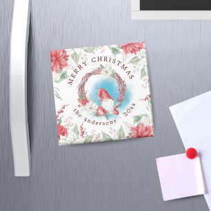 Aimant Noël gnome fête élégant floral