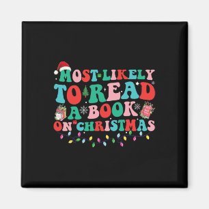 Aimant Noël Groovy Plus Susceptible De Lire Un Livre Sur 