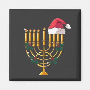 Aimant Noël Hanukkah Juif Père Noël Menorah