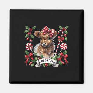 Aimant Noël Highland Cow Sucres de canne Vintage Heifer