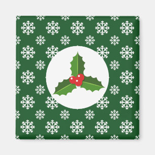 Aimant Noël / Hiver Holly Snowflakes Green