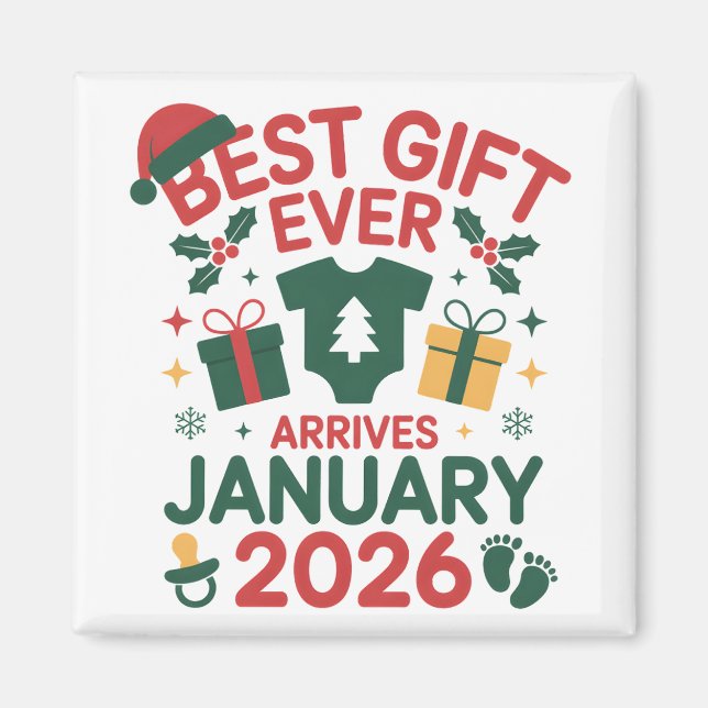 Aimant Noël Meilleur Cadeau Arrives Janvier 2026 Couples (Devant)