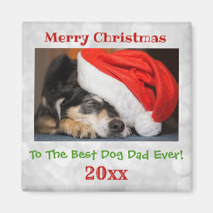 Aimant Noël Meilleur Chien Papa Jamais Pet Photo