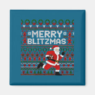 Aimant Noël Merry Blitzmas Père Noël Football Sweat Ugly