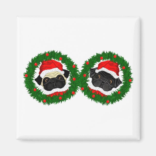 Aimant Noël mignon Carlin noir et Carlin de la faune Père (Devant)