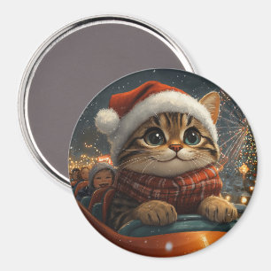 Aimant Noël Montagnes Russes Chat Bengal