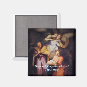 Aimant Noël Nativité Vintage Personnalisable