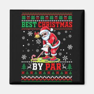 Aimant Noël par Santa Sweater Jouant au Golf Golfeur