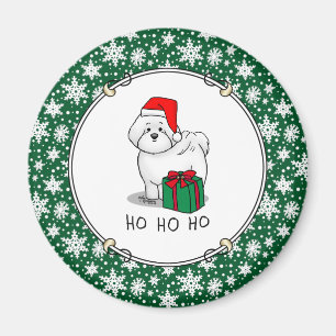 Aimant Noël Père Noël Bichon Frise Chien mignonne