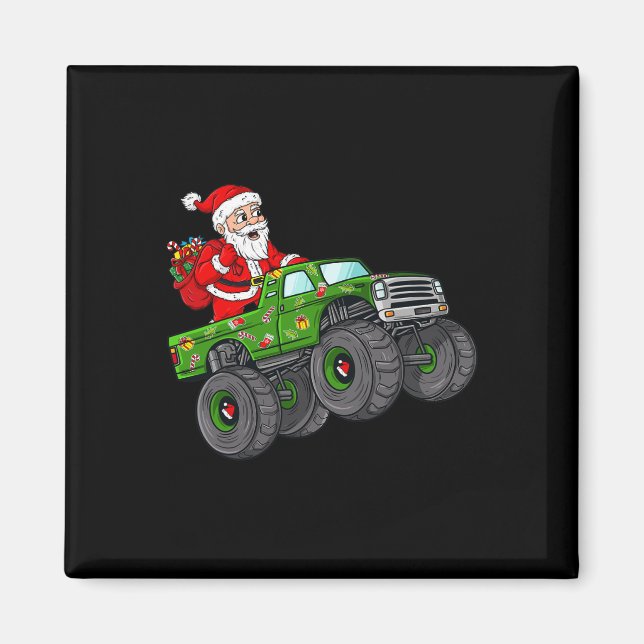 Aimant Noël Père Noël équitation dans Monster Truck Boys (Devant)