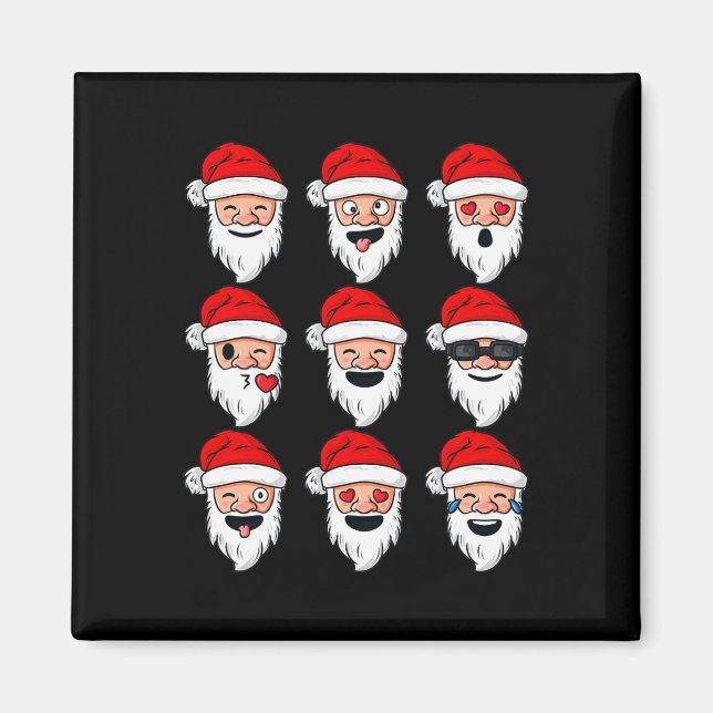 Aimant Noël Père Noël Fun Visages Garçons Filles Enfants  (Devant)