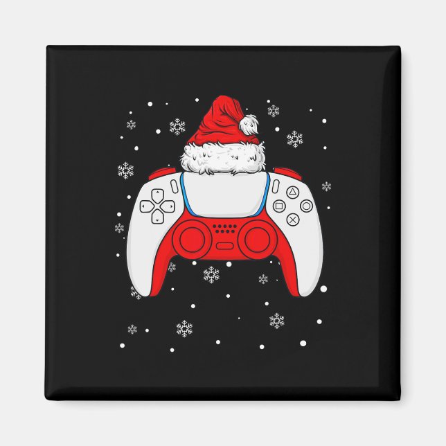 Aimant Noël Père Noël Gamer Contrôleur Garçons Enfants Ad (Devant)