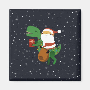 Aimant Noël Père Noël T-rex Dinosaur Sleigh
