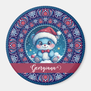 Aimant Noël personnalisé Kawaii Ours Dot Mandala