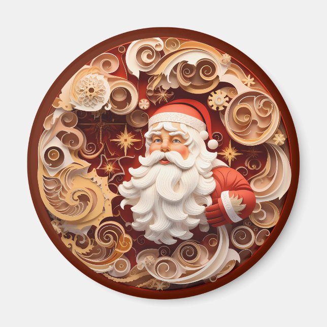 Aimant Noel rouille Brown Père Noël 3d Bois (Devant)