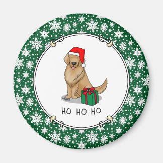 Aimant Noël Santa Claus Golden Retriever Chien mignonne