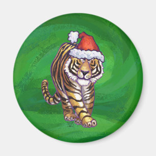 Aimant Noël Tigre Sur Vert