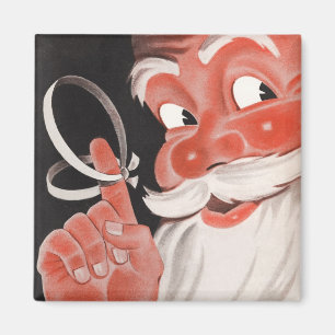 Aimant Noël Vintage, Jolly Santa Claus avec String