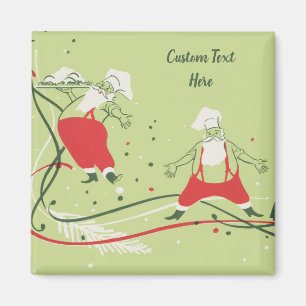 Aimant Noël vintage, Père Noël chef avec dîner