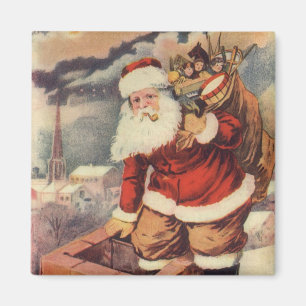 Aimant Noël Vintage Père Noël victorien à Chimney