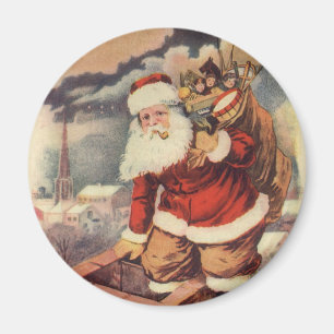 Aimant Noël Vintage Père Noël victorien à Chimney