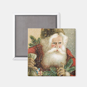 Aimant Noël vintage, Père Noël victorien avec pin