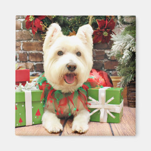 Aimant Noël - Westie - chanceux
