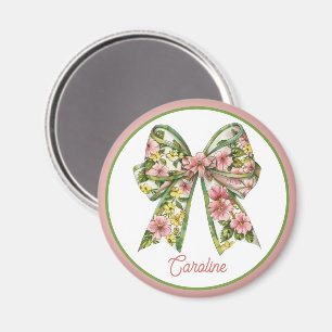 Aimant Nœud Floral Rose et Vert Prépa Personnalisé