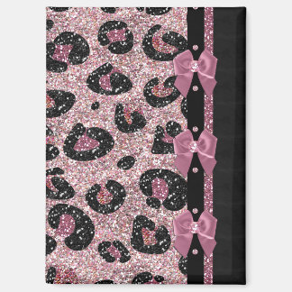 Aimant Nœuds en ruban imprimé léopard rose rockabilly RAB