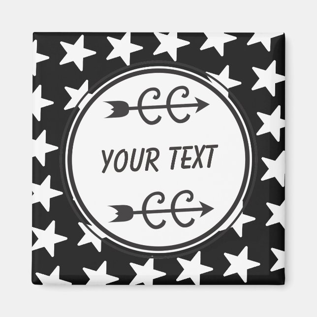 Aimant noir blanc de la croix personnalisée (Devant)