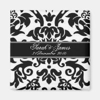 Noir blanc & gris damask enregistrer l'aimant de d