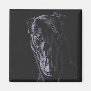 Aimant noir d'art de chien de silhouette de