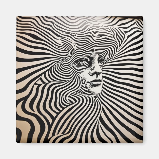 Aimant Noir et blanc Conception psychédélique (Devant)